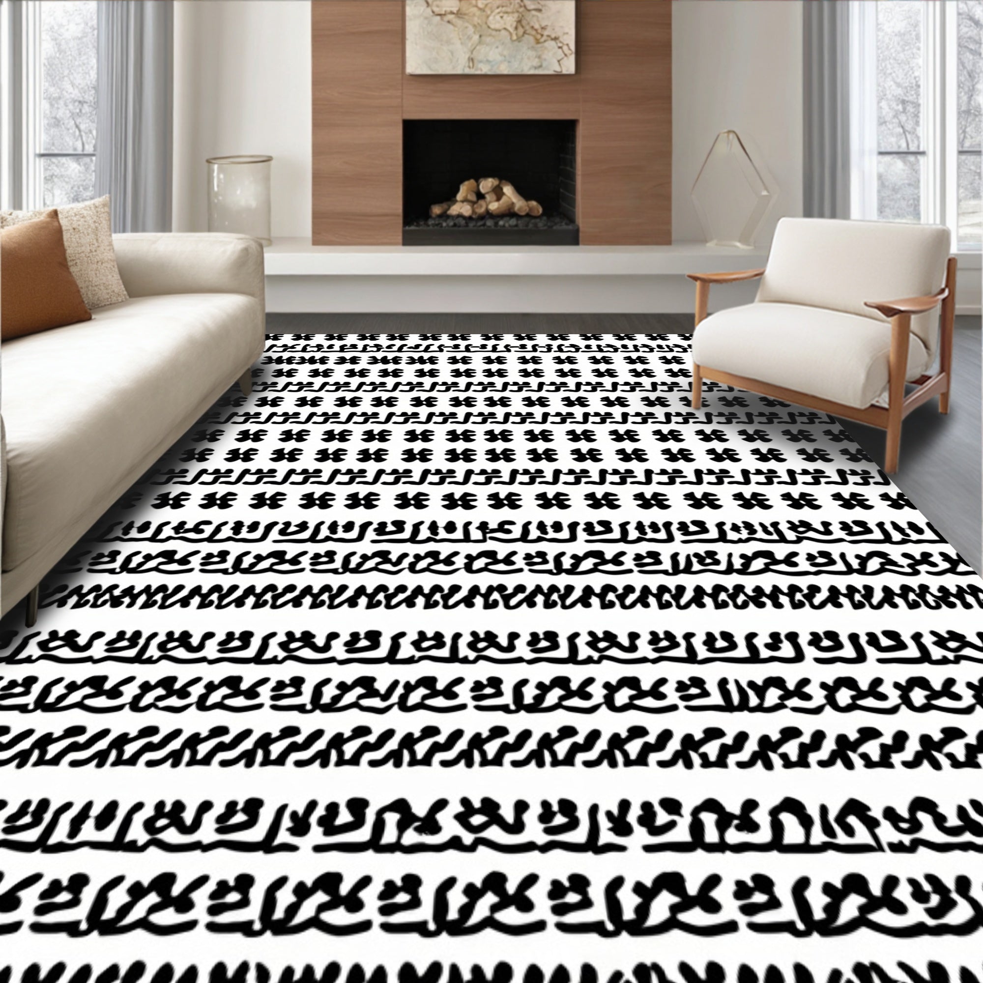 Abstract Script Pattern Rug