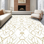 Golden Outline Intertwined Scroll Pattern Rug