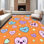 Whimsical Heart Characters Pattern Rug