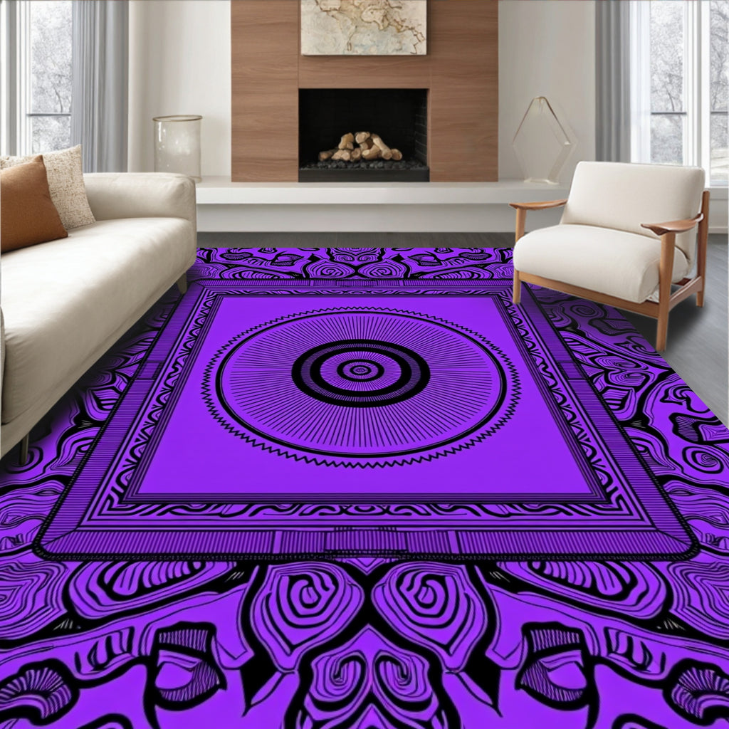 Intricate Purple Mandala Design Rug