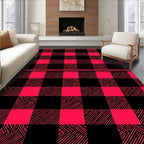 Bold Red Black Buffalo Check Pattern Rug