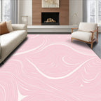 Elegant Flowing Pink Line Pattern Rug