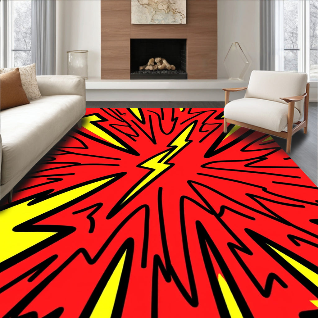Bold Yellow Bolt Striking Patterns Rug