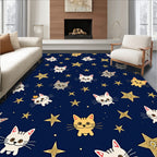 Cute Cat And Star Pattern Rug