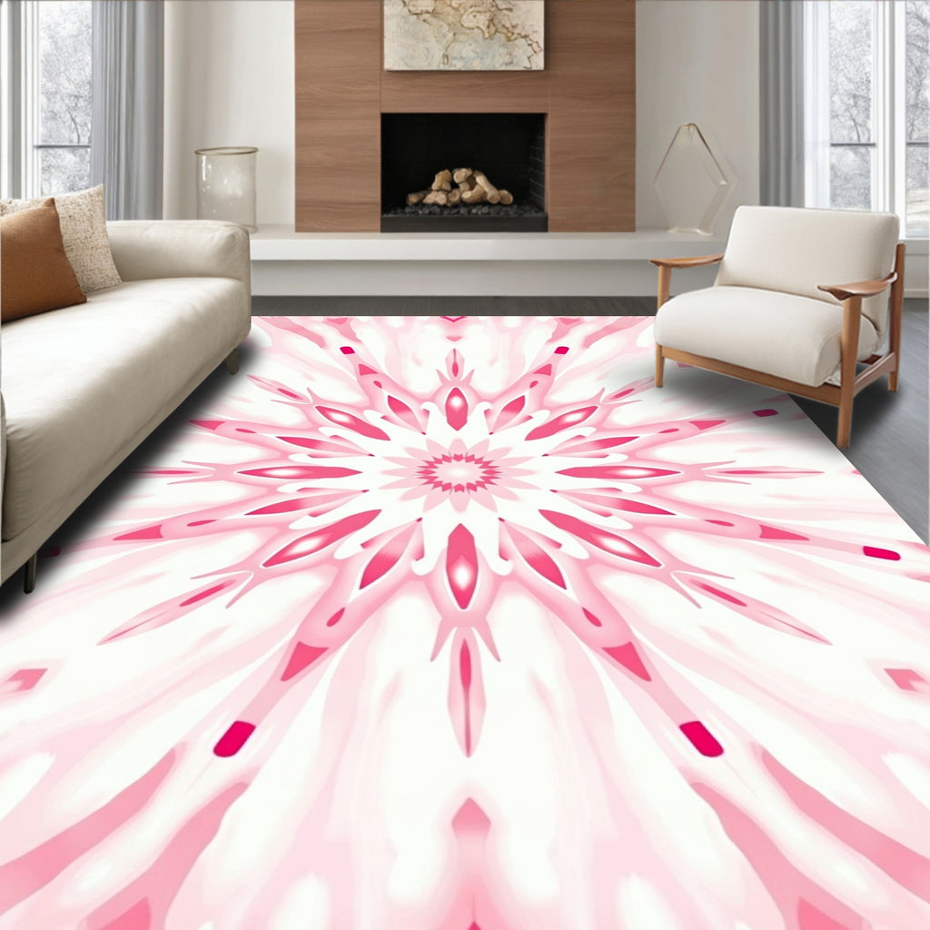 Pink Floral Mandala Pattern Rug