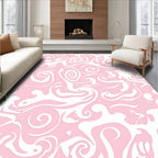 Pink White Swirling Pattern Rug