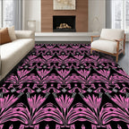 Pink Floral Art Deco Pattern Rug