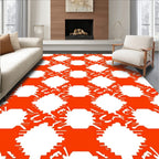 Orange And White Interlocking Geometric Rug