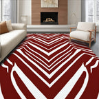 Bold Red White Chevron Pattern Rug