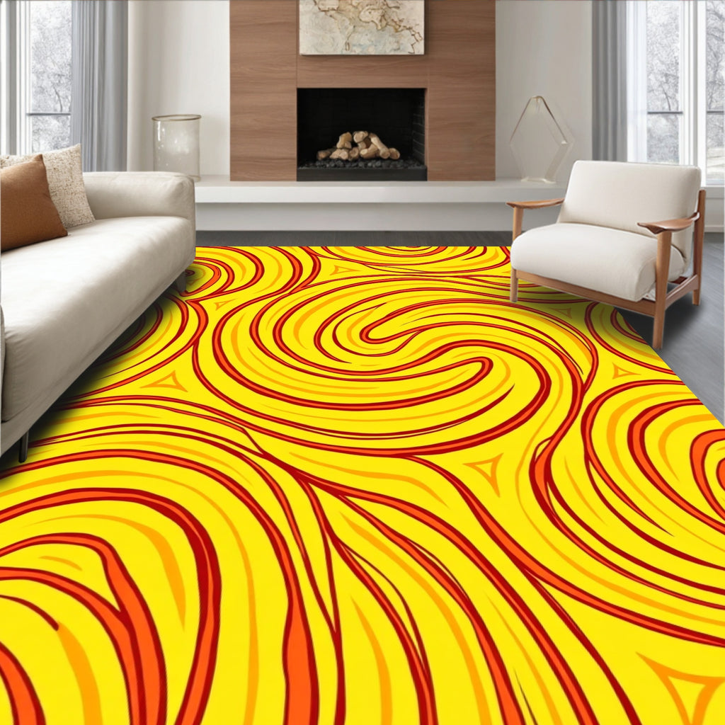 Vibrant Swirl Abstract Warm Pattern Rug
