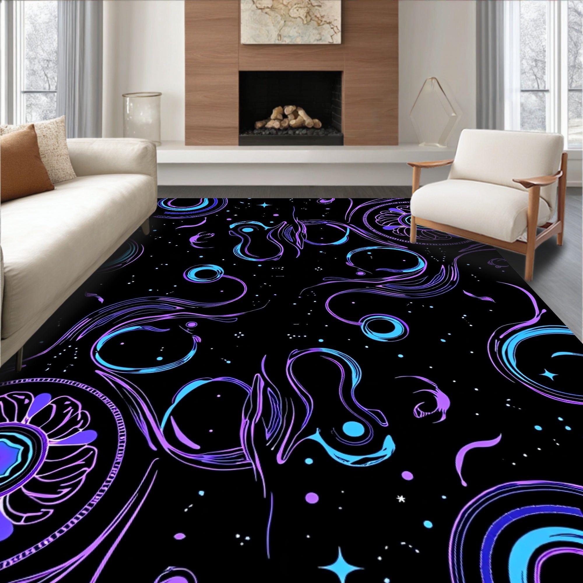 Cosmic Swirl Abstract Pattern Rug