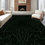 Dark Green Abstract Floral Motif Rug