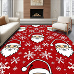 Christmas Red Santa Snowflake Collage Rug