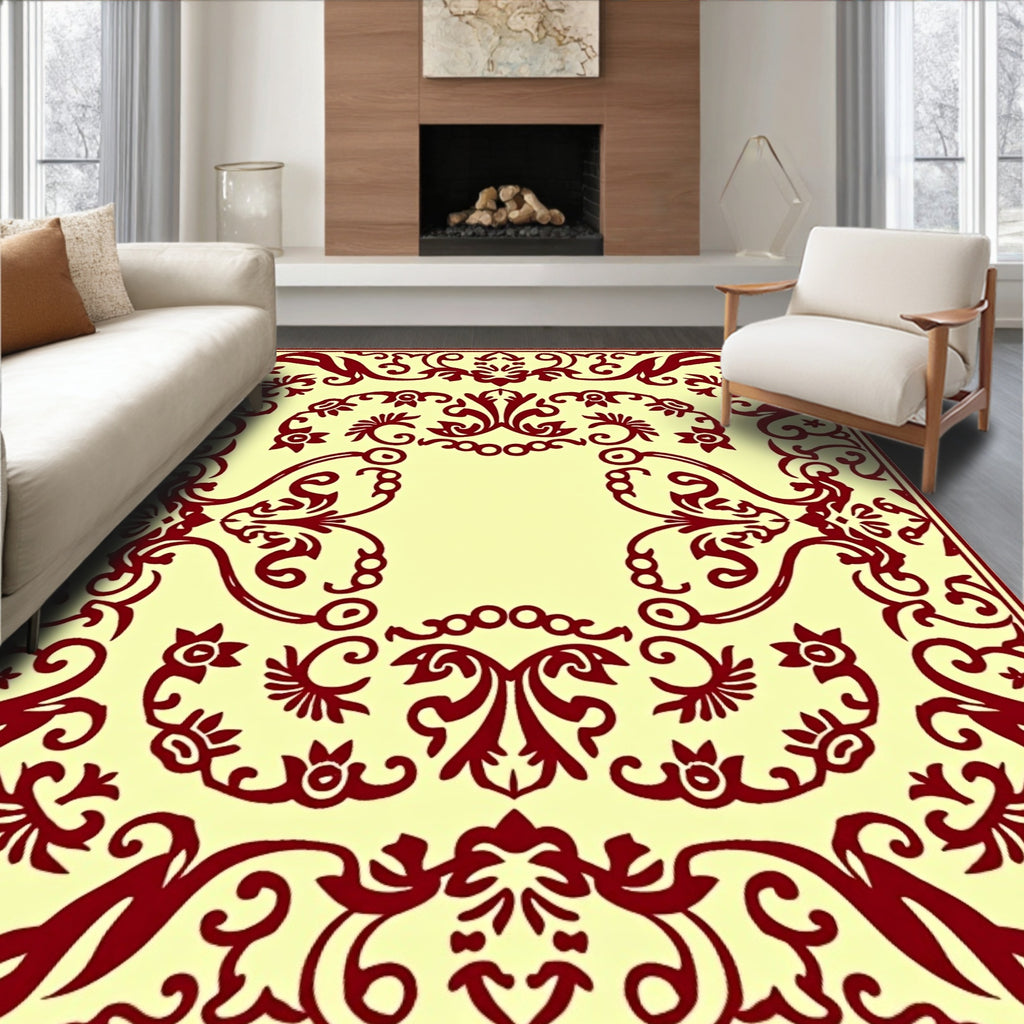 Ornate Floral Red Pattern Rug