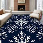 White Snowflake Swirl Pattern Design Rug