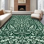 Emerald Green Floral Medallion Symmetry Rug