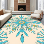 Mandala-Inspired Teal Yellow Floral Pattern Rug
