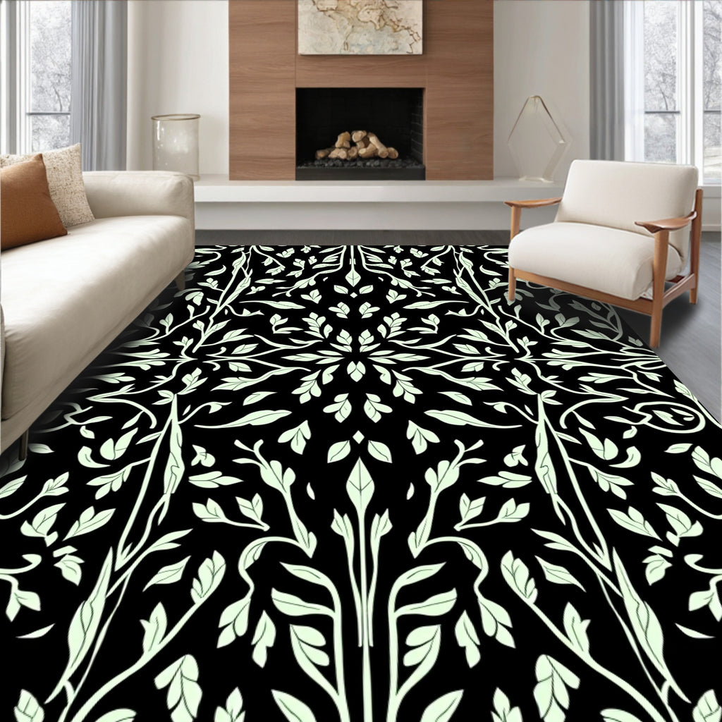 Whimsical Botanical Vine Pattern Rug