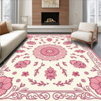 Pink Floral Medallion Mandala Tile Design Rug