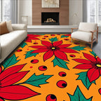 Red Poinsettia Berry Pattern Rug