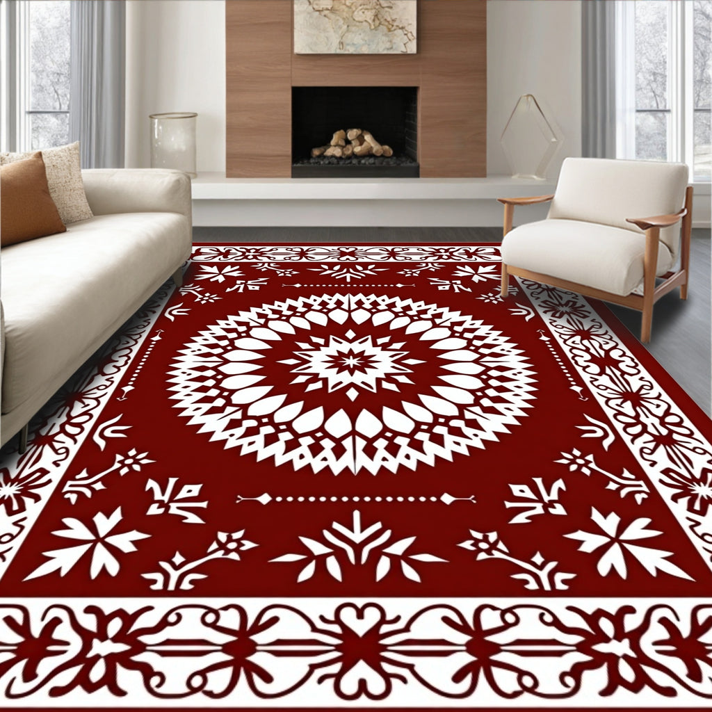 Intricate Floral Mandala Design Rug