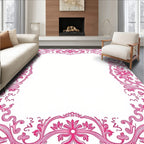 Elegant Pink Floral Vine Scroll Rug