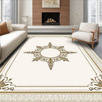 Ornate Gold Cream Floral Medallion Rug