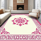 Ornate Pink Floral Mandala Design Rug