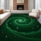 Cosmic Green Swirl Starry Rug