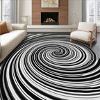 Hypnotic Black White Swirl Pattern Rug