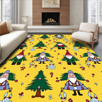Happy Gnomes Christmas Trees Pattern Rug
