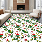 Red Green Floral Whimsy Pattern Rug