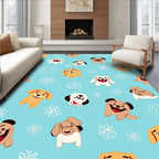 Happy Puppy And Flower Pattern Rug