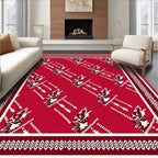 Red White Abstract Figure Pattern Rug