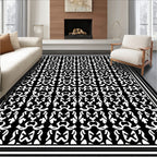 Bold Black White Abstract Pattern Rug
