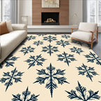 Dark Blue Snowflake Damask Pattern Rug