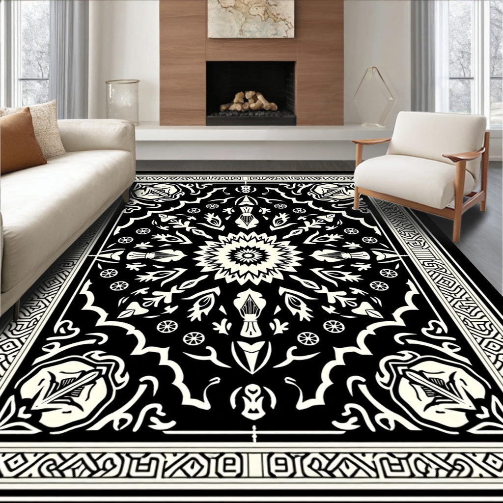 Intricate Floral Sunburst Pattern Rug