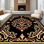 Ornate Red Gold Floral Medallion Rug