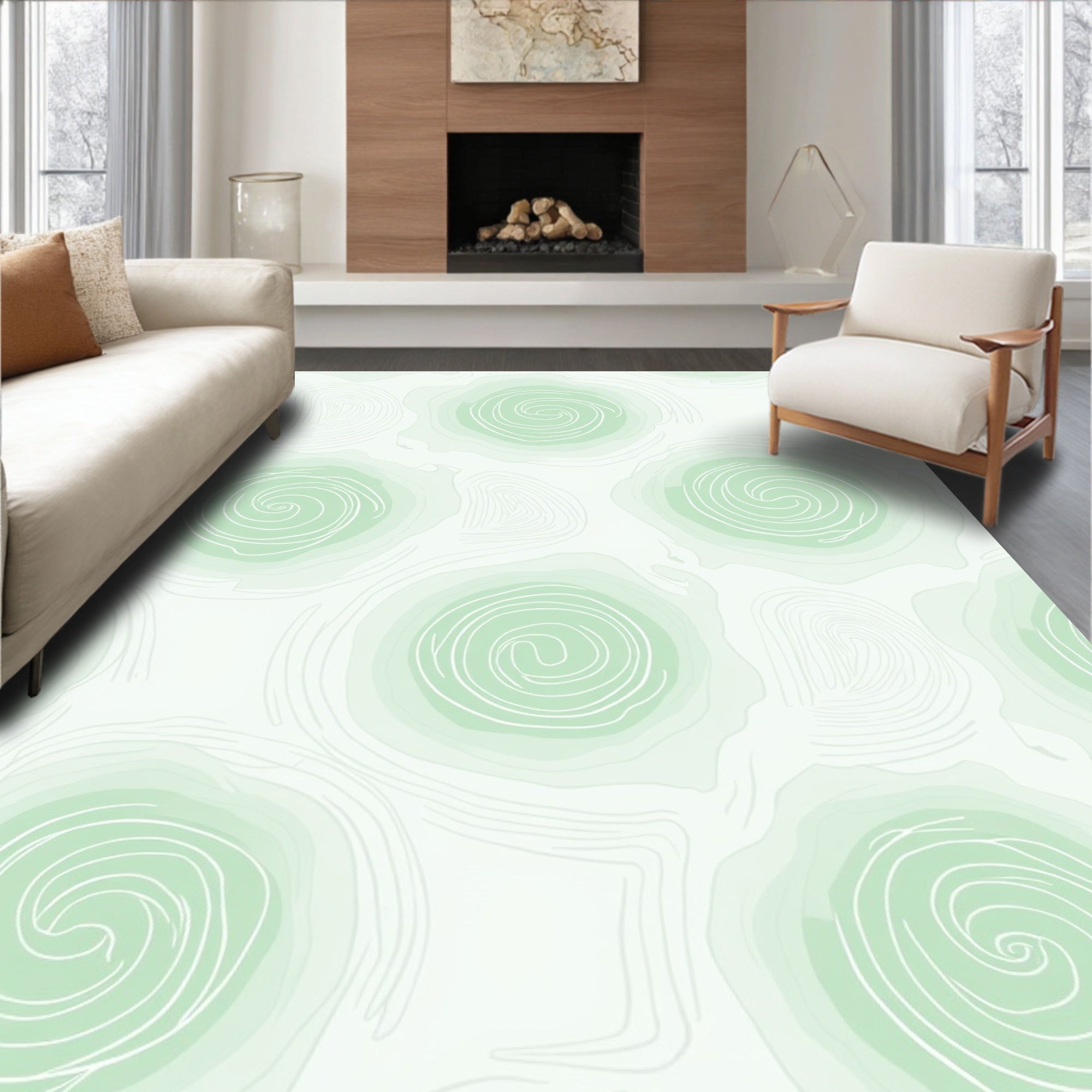 Abstract Swirls Whimsical Pattern Rug