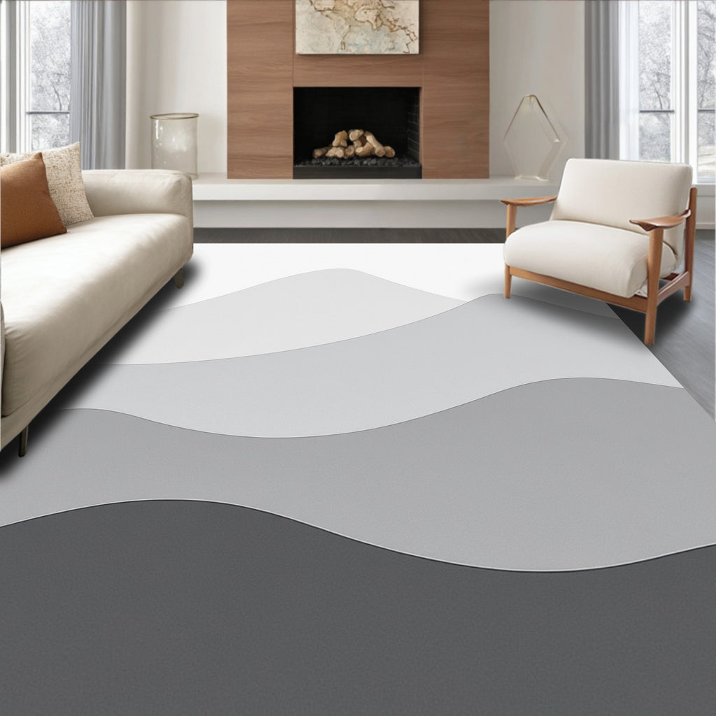 Subtle Layered Gray Hill Design Rug