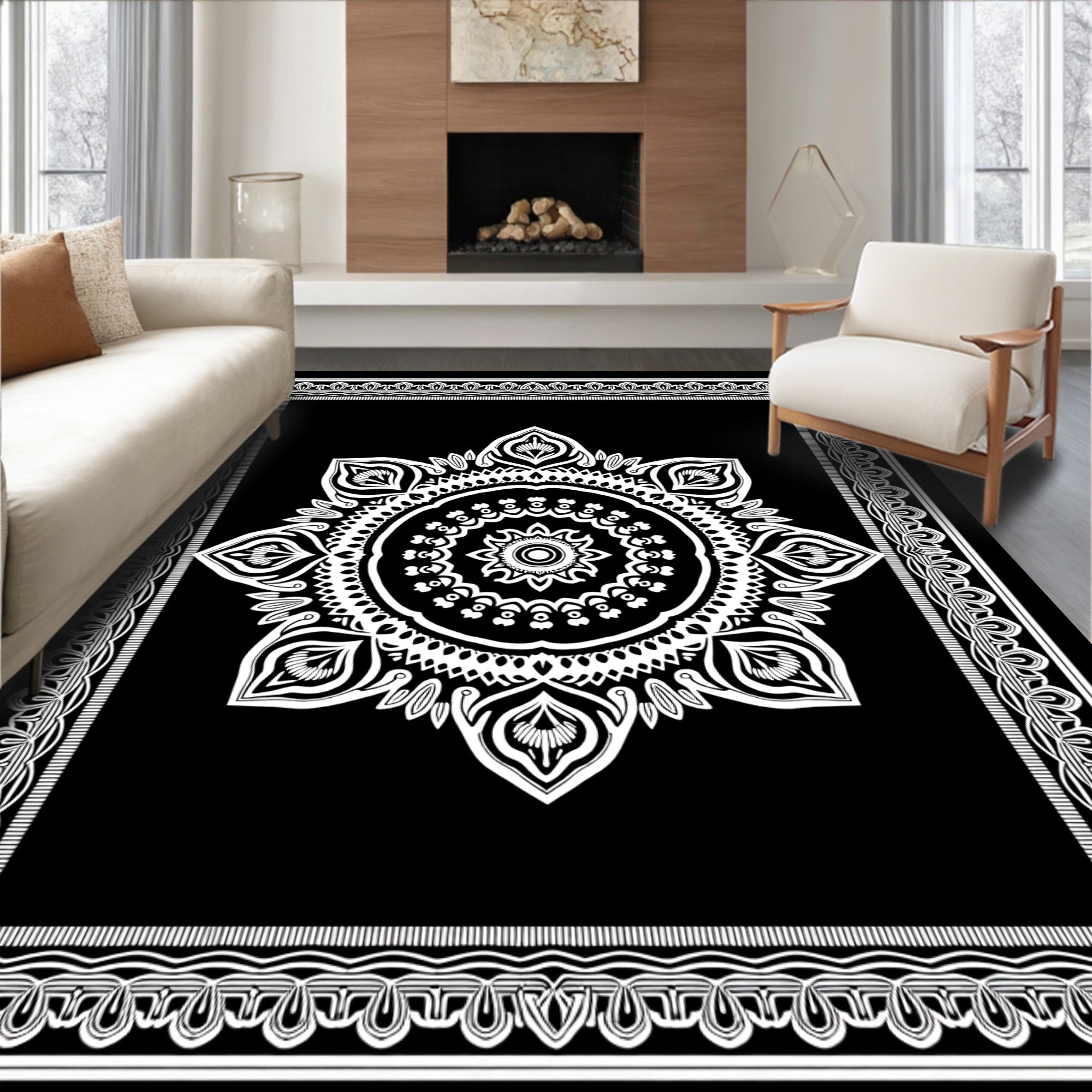 Mandala Ornamental Floral Pattern Rug