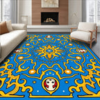 Azure Golden Sunburst Medallion Rug