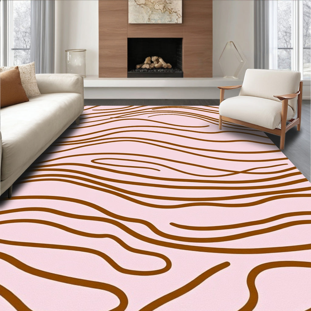 Natural Wavy Wood Grain Pattern Rug