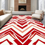 Bold Red Chevron Pattern Accents Rug