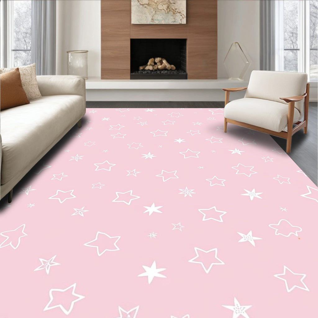 Pink Starry Night Pattern Rug