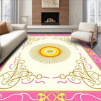 Gold Sunburst Pink Swirl Frame Rug