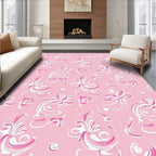 Pink White Swirl Floral Art Nouveau Rug