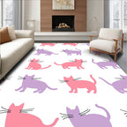 Pink Purple Cat Pattern Design Rug