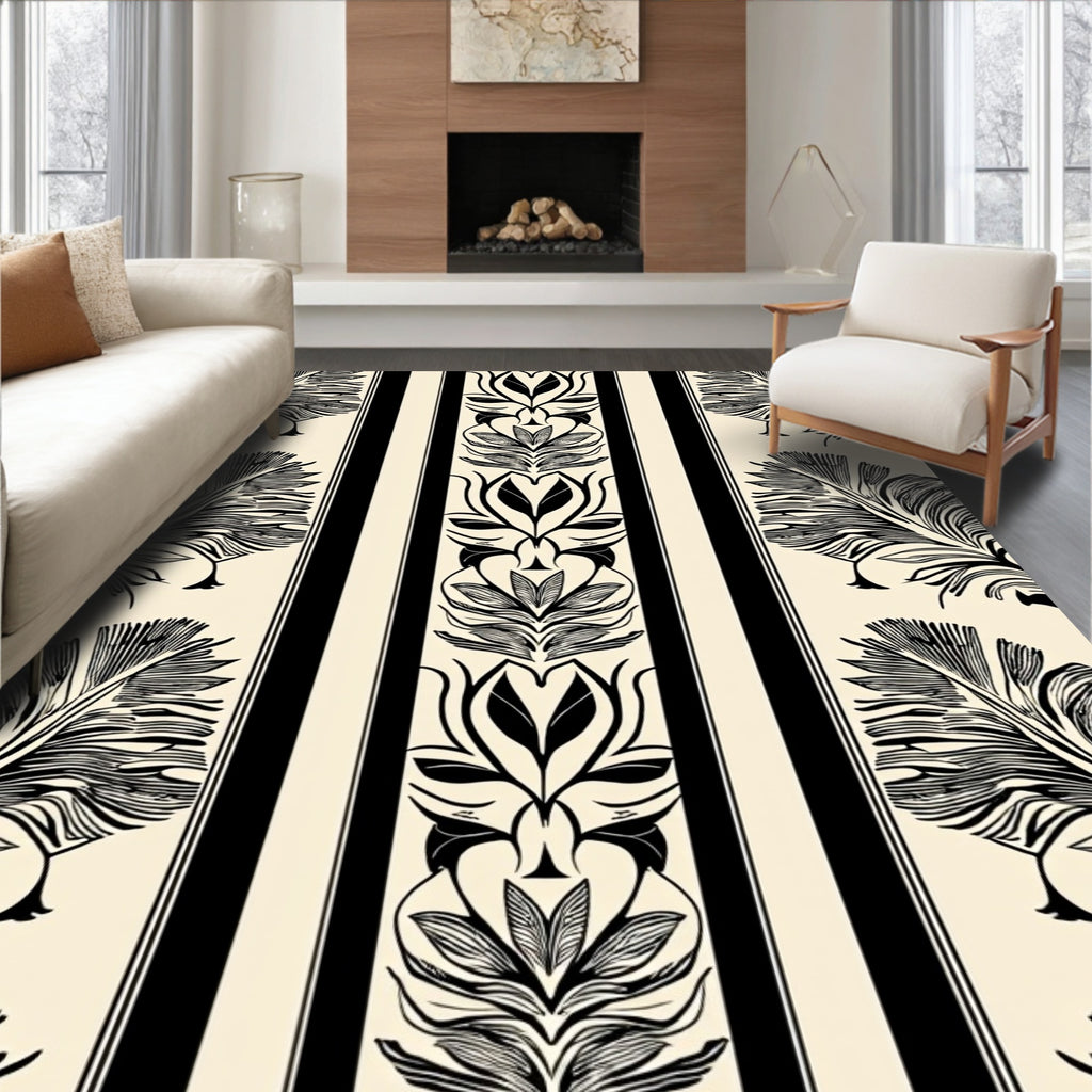 Art Nouveau Feather Stripe Design Rug