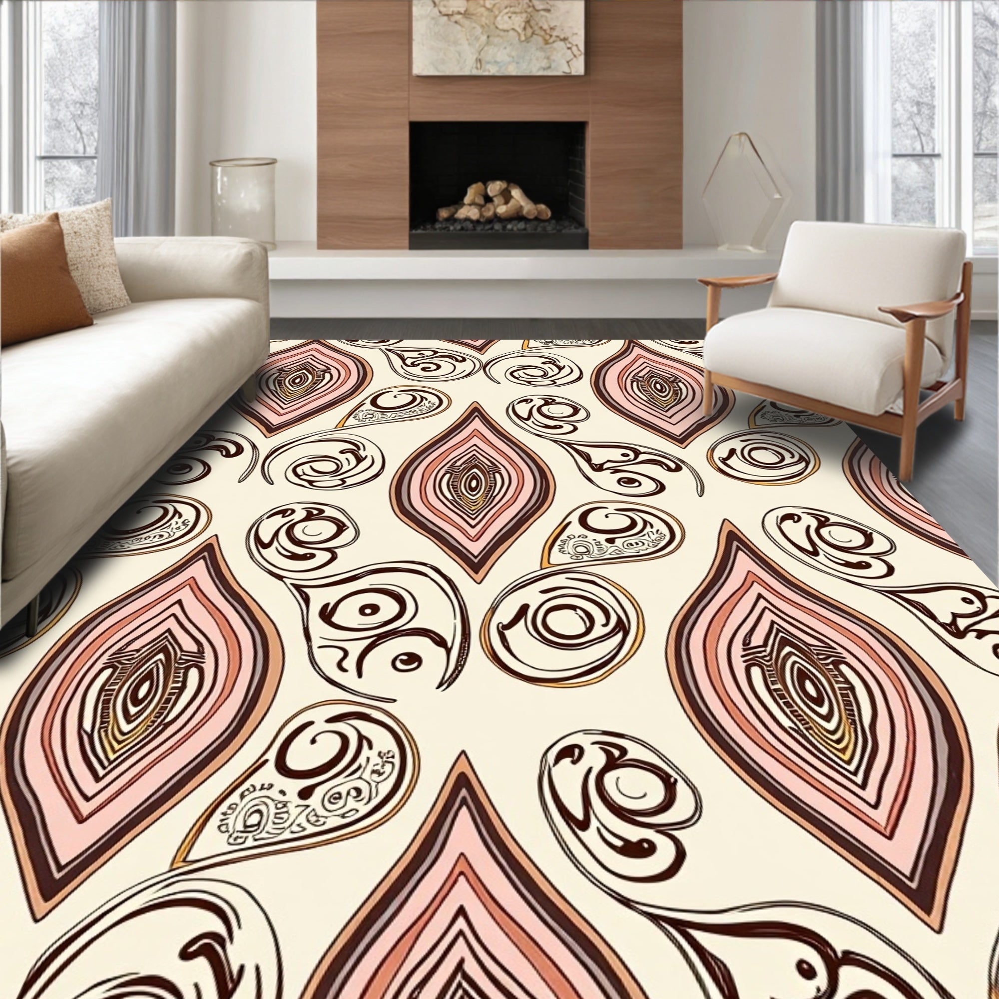 Abstract Paisley Swirls Pattern Rug